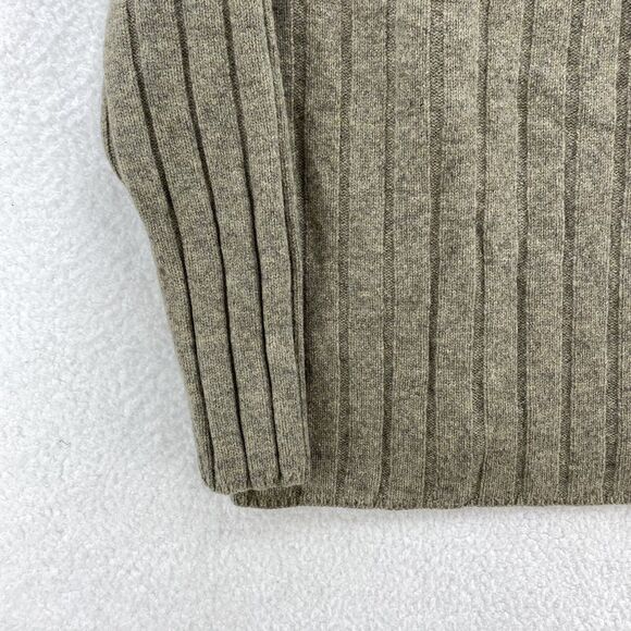 GAP Sweater Men's Large Beige VTG Lambswool Cable Knit Mock Neck 1/4 Zip Preppy - Picture 13 of 16